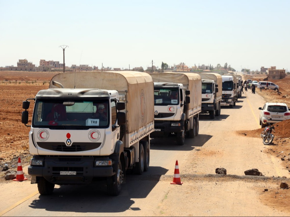 دخول قافلة مساعدات إنسانية إلى السويداء