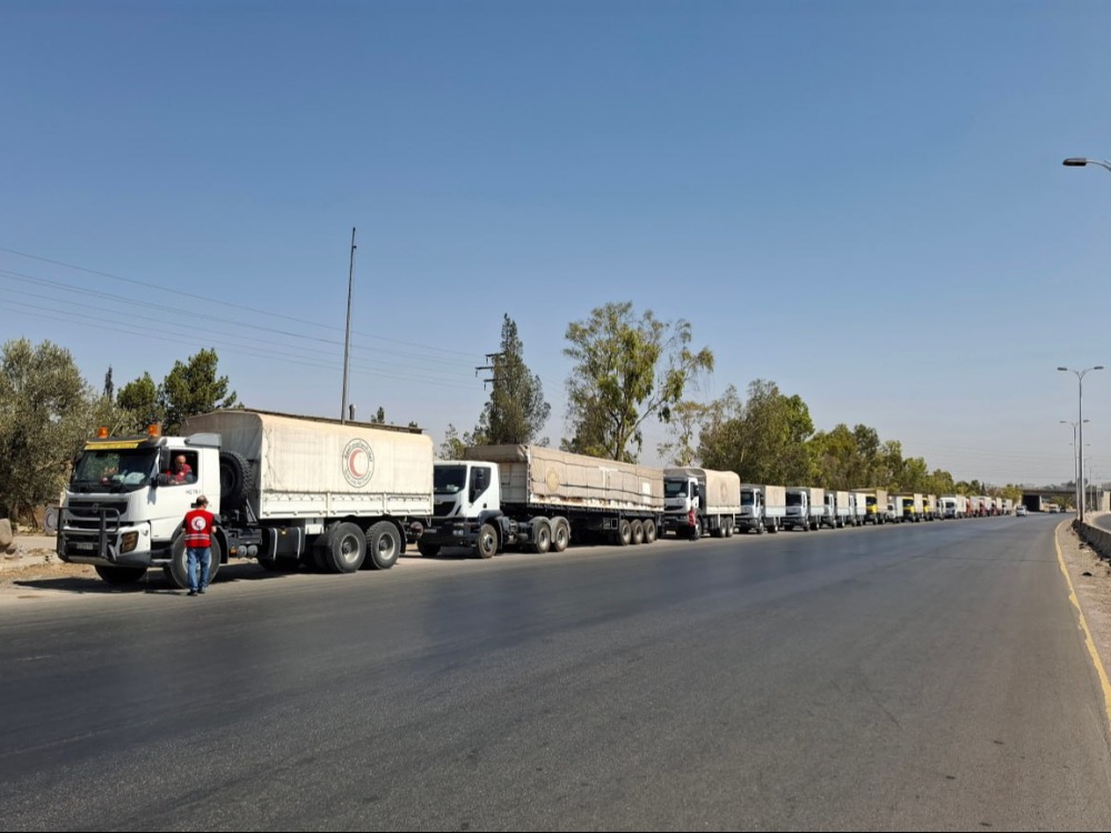 قافلة مساعدات إنسانية تنطلق من دمشق إلى درعا