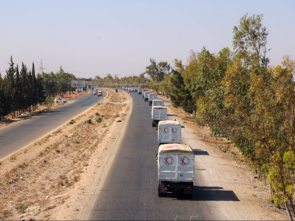 الهلال الأحمر: قافلة المساعدات الأخيرة تضمنت سللاً غذائية لـ1700 عائلة في السويداء