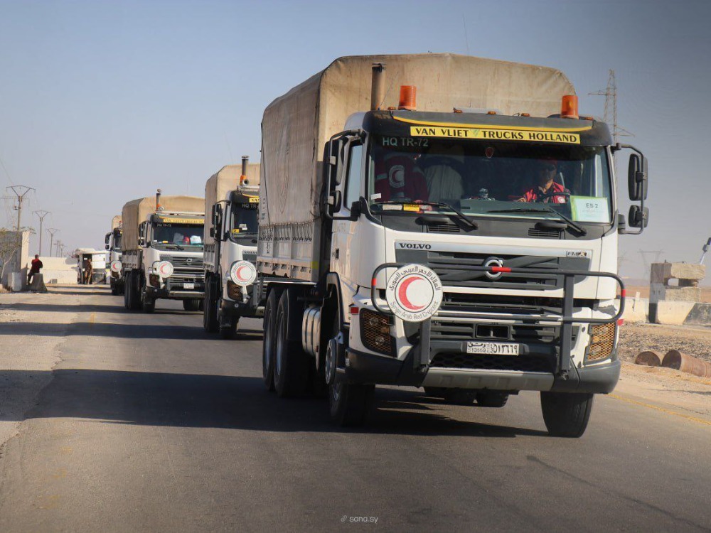 قافلة مساعدات إنسانية جديدة تتوجه إلى السويداء