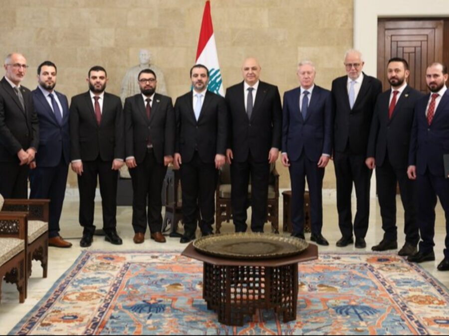 الوزير الشيباني والوفد المرافق له يلتقي الرئيس اللبناني جوزاف عون