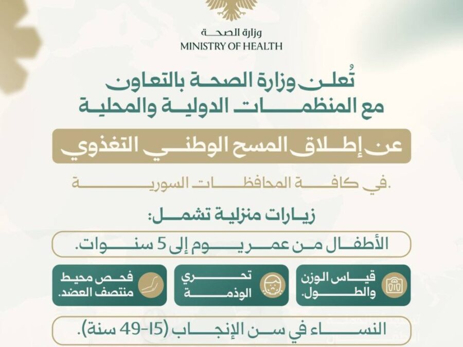 وزارة الصحة تطلق حملة المسح الوطني التغذوي في جميع المحافظات