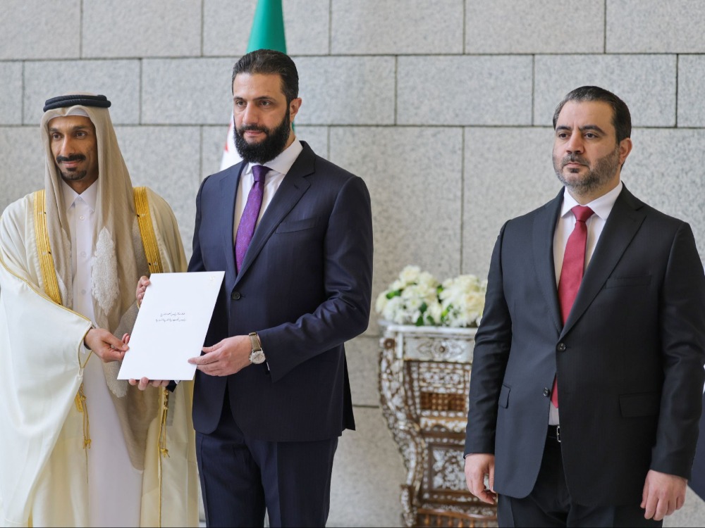 الرئيس الشرع يتقبل أوراق اعتماد سفراء قطر والإمارات ولبنان في دمشق