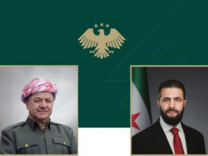 الرئيس الشرع يؤكد خلال مهاتفته بارزاني أن حقوق الأكراد مصونة