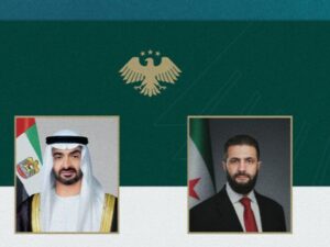 الرئيس الشرع يتلقى اتصالاً هاتفياً من الشيخ محمد بن زايد آل نهيان لبحث دعم سوريا