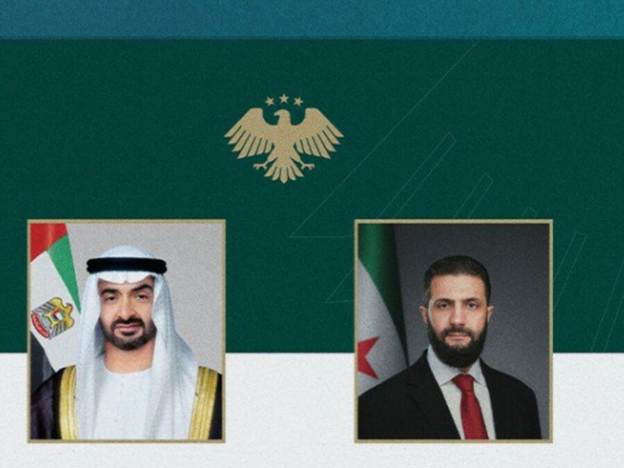 الرئيس الشرع يتلقى اتصالاً هاتفياً من الشيخ محمد بن زايد آل نهيان لبحث دعم سوريا