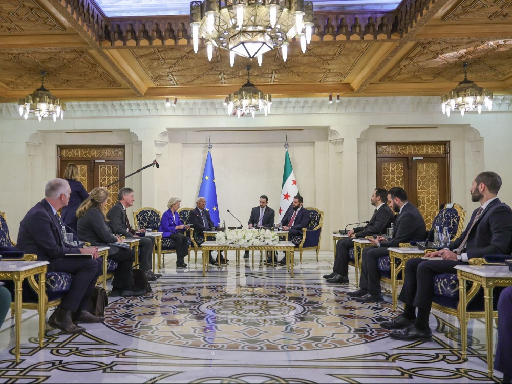 رئيسة المفوضية الأوروبية ورئيس المجلس الأوروبي يزوران دمشق ويبحثان مع الرئيس الشرع ووزير الخارجية تعزيز العلاقات