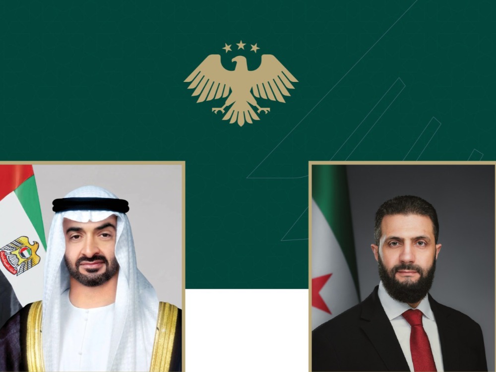 الرئيس الشرع يؤكد في اتصال مع بن زايد تضامن سوريا مع الإمارات والدول العربية