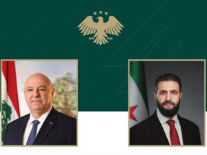 الرئيس الشرع يبحث هاتفياً مع الرئيس اللبناني جوزاف عون التطورات الإقليمية وأمن الحدود