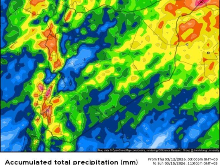 وزارة الطوارئ تحذر منخفض جوي عاصف وتدعو لتجنب مجاري السيول