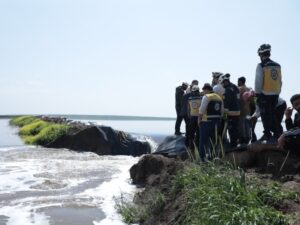 انهيار ساتر ترابي بسبخة السيحة قرب تل العقارب بحلب