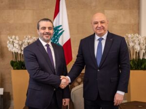 الشيباني يلتقي الرئيس اللبناني في قصر بعبدا في العاصمة اللبنانية بيروت