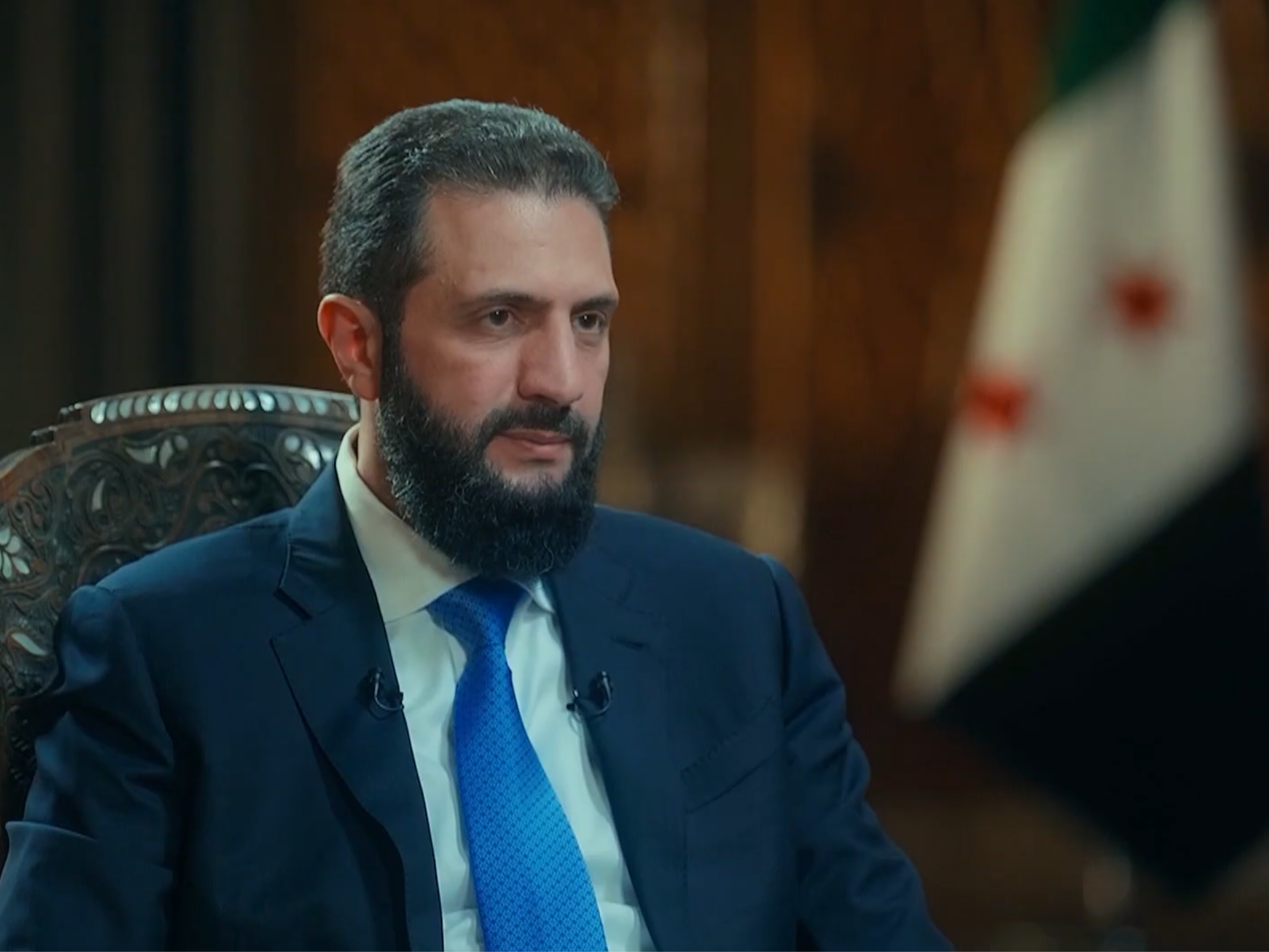 رئيس الجمهورية العربية السورية أحمد الشرع في مقابلة مع قناة الجزيرة