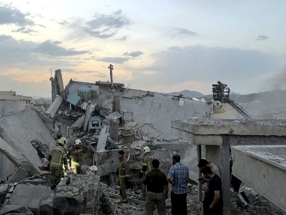 building that was hit by an Israeli strike in Tehran