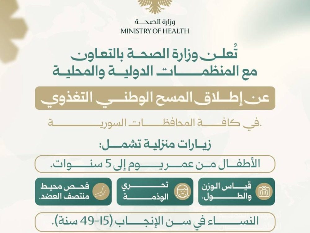 وزارة الصحة تطلق حملة المسح الوطني التغذوي في جميع المحافظات