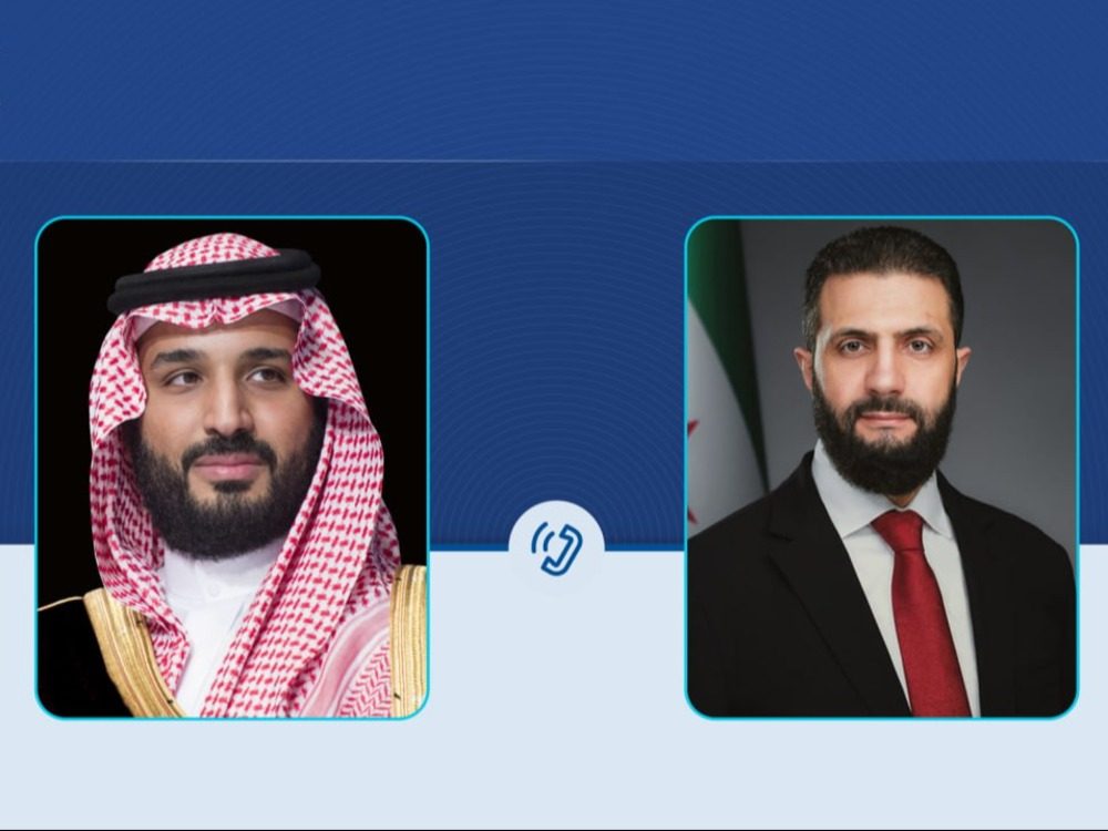 الرئيس أحمد الشرع يجري اتصالاً هاتفياً مع صاحب السمو الملكي الأمير محمد بن سلمان